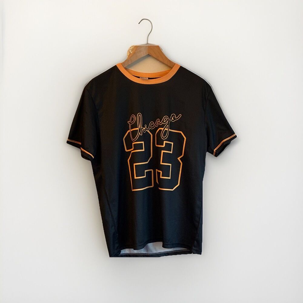 Men's‎ Chicago 23 Graphic Logo T-Shirt Black/Yellow Crew Neck Short Sleeve M